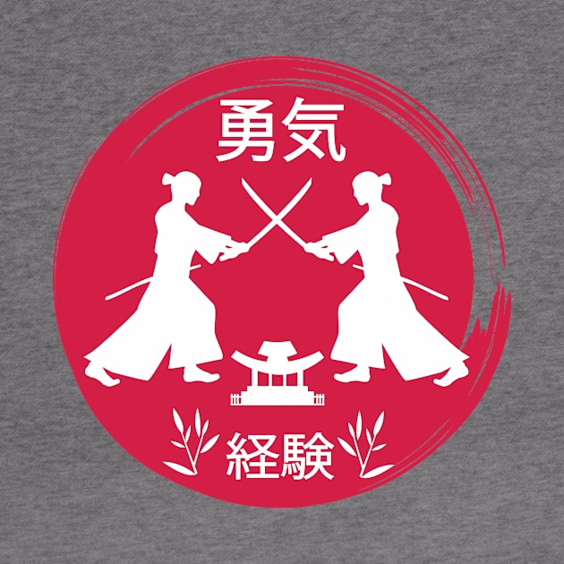 Japanese samurai fighting in a red circle, Japanese art by Muse